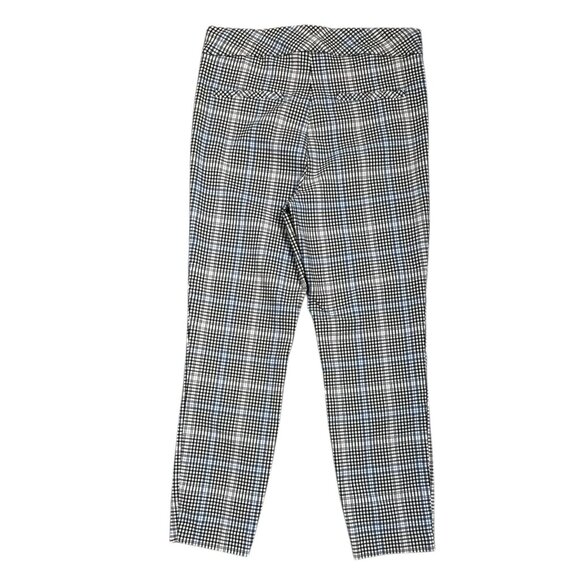 Jules & Leopold Plaid Dress Pant Black White Blue Check Pull-on Stretch Womens M - Picture 8 of 10